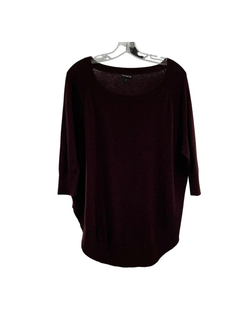 Express Women's Lightweight Sweater 3/4 Sleeve Maroon/Black Size Small